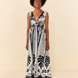 Farm Rio Elegant Black and White Maxi Dress